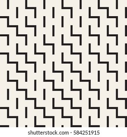 Irregular Maze Shapes Tiling Contemporary Graphic. Abstract Geometric Background Design. Vector Seamless Black and White Pattern.