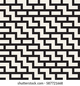 Irregular Maze Shapes Tiling Contemporary Graphic. Abstract Geometric Background Design. Vector Seamless Black and White Pattern.