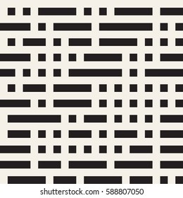 Irregular Maze Shapes Tiling Contemporary Graphic. Abstract Geometric Background Design. Vector Seamless Black and White Pattern.