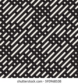 Irregular Maze Shapes Tiling Contemporary Graphic. Abstract Geometric Background Design. Vector Seamless Black and White Pattern.