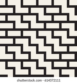 Irregular Maze Shapes Tiling Contemporary Graphic Design. Vector Seamless Black and White Pattern