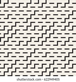 Irregular Maze Shapes Tiling Contemporary Graphic. Abstract Geometric Background Design. Vector Seamless Black and White Pattern.