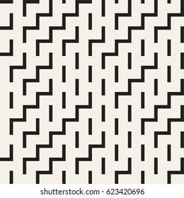 Irregular Maze Shapes Tiling Contemporary Graphic. Abstract Geometric Background Design. Vector Seamless Black and White Pattern.