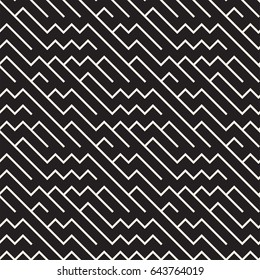 Irregular Maze Shapes Tiling Contemporary Graphic. Abstract Geometric Background Design. Vector Seamless Black and White Pattern.