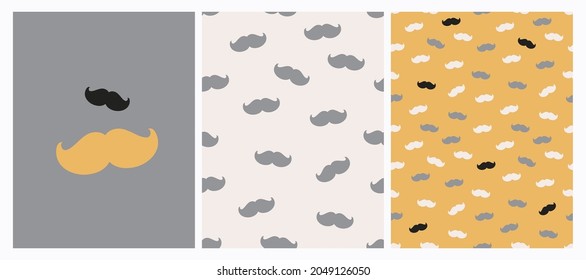 Irregular Mustache Seamless Pattern. Moustache Print, Barber Fabric, Delicate Men Wrapping, Senior Fashionable Tile