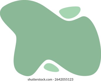 An irregular, organic green shape that captures the essence of natural forms and movement in an elegant, minimalist design.