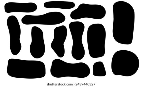 Unregelmäßige ovale Kleckse formen asymmetrische Elemente. Vektor-Illustrationssatz.