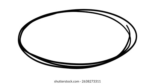 Irregular oval shape is drawn with multiple overlapping lines, creating a frame for text or design elements, conveying a handmade and organic aesthetic
