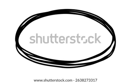 Irregular oval shape is drawn with multiple outlines, creating a frame for text or design element, conveying a sense of handmade and organic aesthetic