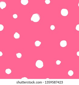 Irregular polka dot drawn by hand with a rough brush. Watercolor seamless pattern. Sketch, grunge, paint. Simple vector illustration.