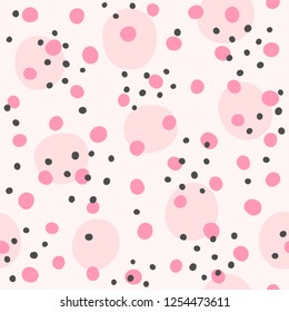 Irregular polka dot. Seamless pattern with repeating round spots. Simple girly print. Vector illustration.