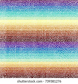 Irregular polka dot seamless pattern in african style on colorful gradient background. Tribal art print.