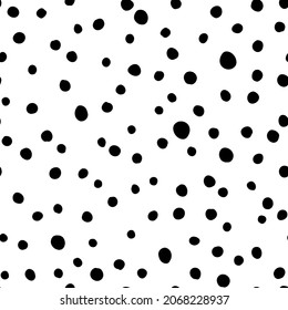 Irregular polka dot seamless repeat pattern. Random placed, vector spots all over surface print on white background.