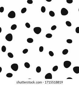 Punto de polka irregular. Diseño sencillo y sin fisuras con manchas redondeadas. Ilustración vectorial en blanco y negro.