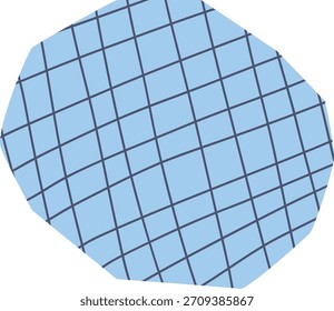 Polígono irregular preenchido com linhas diagonais de reticulado em estilo simples e limpo. Motivo de malha abstrata com quadrados inclinados e traçados à mão, aparência sem costura. Ilustração de vetor de desenhos animados