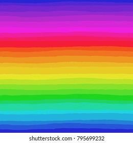 Irregular rainbow striped pattern. Seamless hand drawn lines. Vector graphic print. Gradient effect.