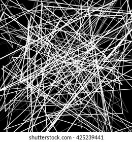 Irregular, random chaotic lines. Abstract monochrome vector illustration.