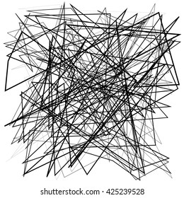 Irregular, random chaotic lines. Abstract monochrome vector illustration.