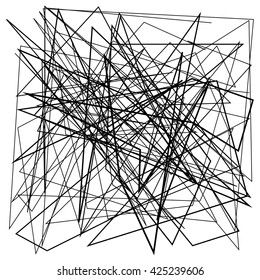 Irregular, random chaotic lines. Abstract monochrome vector illustration.