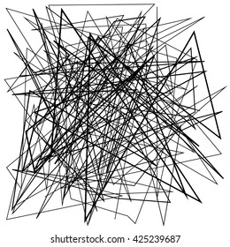 Irregular, random chaotic lines. Abstract monochrome vector illustration.