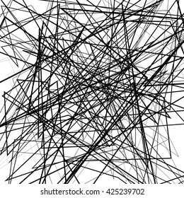 Irregular, random chaotic lines. Abstract monochrome vector illustration.