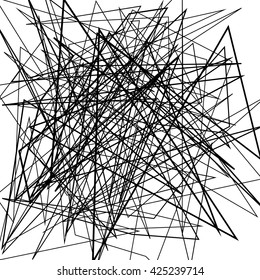 Irregular, random chaotic lines. Abstract monochrome vector illustration.