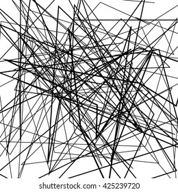 Irregular, random chaotic lines. Abstract monochrome vector illustration.