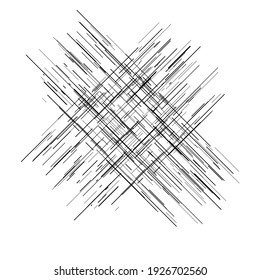 Líneas irregulares y aleatorias de textura vectorial áspera. Abrasión, esbozo, cuadrícula de líneas de garabatos esquemáticas, malla 