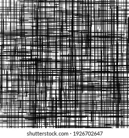 Líneas irregulares y aleatorias de textura vectorial áspera. Abrasión, esbozo, cuadrícula de líneas de garabatos esquemáticas, malla 
