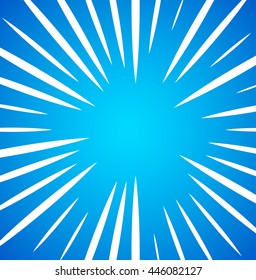 Irregular, random white radial, radiating lines over bright, vivid blue background. Simple sunburst pattern.