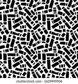 Irregular rectangle brush strokes vector seamless pattern. Hand drawn abstract background. Ink brush strokes, dashes, lines and stripes. Hand drawn texture for wallpaper, wrapping paper, textile.