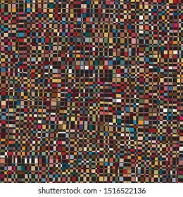 Irregular, rectangular shapes in loose grid structure form busy pattern