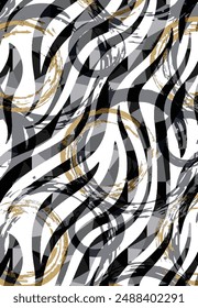 Irregular rings and chaotic zebra carpet background