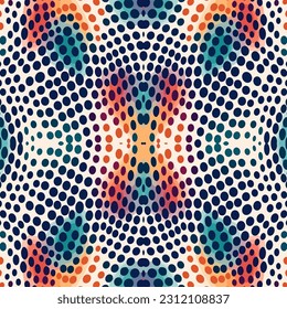 Irregular Rounded Lines Halftone Ikat Pattern. Ornate elegant luxury vintage retro modern style. For texture textile background backdrop tile wallpaper carpet.
