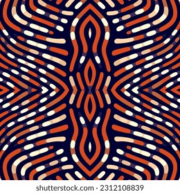 Irregular Rounded Lines Halftone Ikat Pattern. Ornate elegant luxury vintage retro modern style. For texture textile background backdrop tile wallpaper carpet.