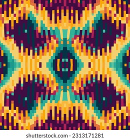 Irregular Rounded Lines Halftone Ikat Pattern. Ornate elegant luxury vintage retro modern style. For texture textile background backdrop tile wallpaper carpet.