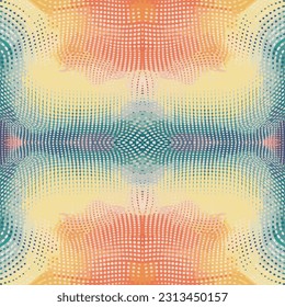 Irregular Rounded Lines Halftone Ikat Pattern. Ornate elegant luxury vintage retro modern style. For texture textile background backdrop tile wallpaper carpet.