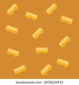 irregular school bus pattern on brown background