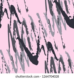 Irregular Scribble Pattern. Hand Drawn Chevron Lines.  Rhythmic Vector Seamless Scribble Pattern. Brush Strokes Elements.  Rough Brush Paint Repeat. Watercolor Organic Shapes. Modern Art in Pink
