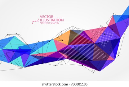 Irregular shape of dots, lines and faces, abstract design.