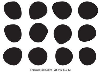 irregular shape vector design illustration .  Abstract black blob shapes against white background . 