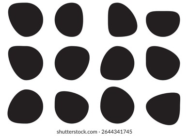 irregular shape vector design illustration .  Abstract black blob shapes against white background . 