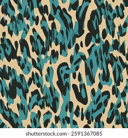 irregular shapes in blue and black colors on a beige background