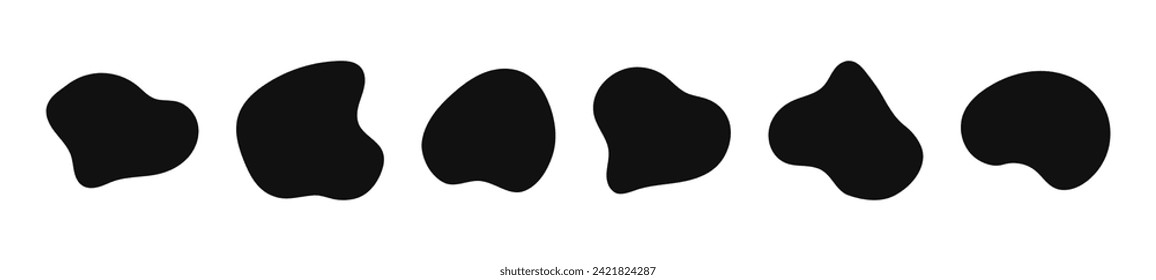 Irregular shapes. Organic blob forms. Smooth liquid random elements similar to stones. Set of isolated vector elements on a white background.