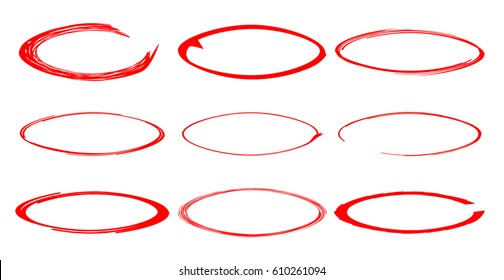 Irregular sketched red oval shapes