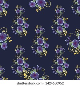 Irregular small flowers on seamless pattern. Botanical surface texture design. Color vintage floral wallpaper.