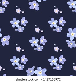 Irregular small flowers on seamless pattern. Botanical surface texture design.