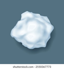 Ilustração vetorial realista da esfera de neve irregular. Natal. Bola de gelo usada para divertidas lutas de inverno objeto 3d no fundo cinza