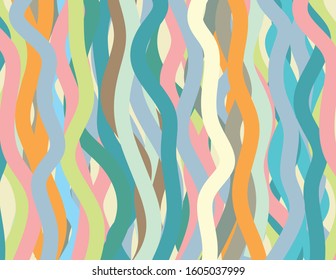 Irregular soft color lines on yellow background