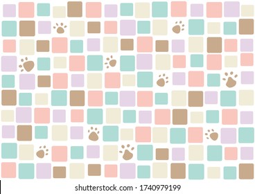 irregular square pattern and paw print background    mosaic tiles